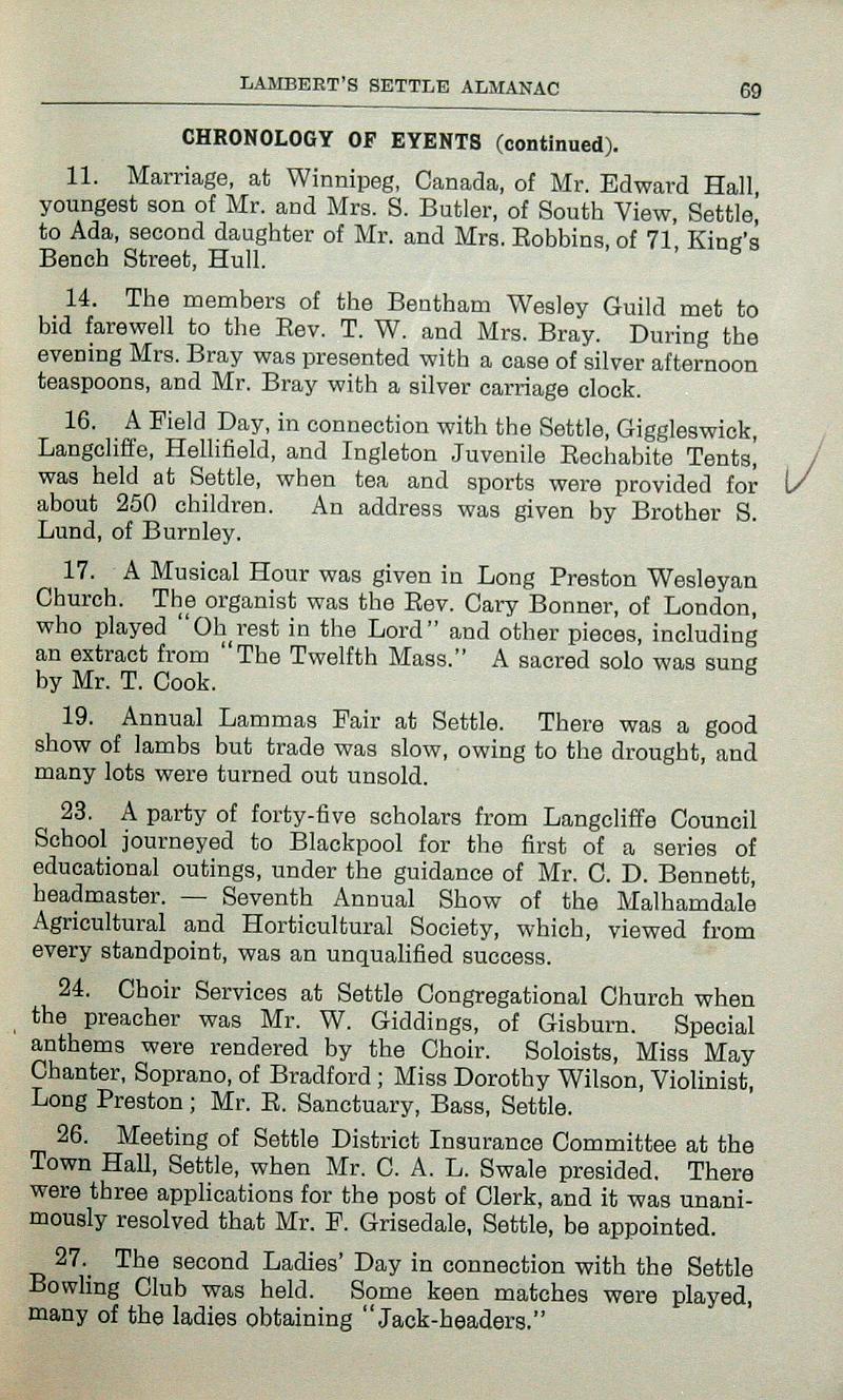 Settle Almanac 1914 - p69.JPG - Lambert's Settle Almanac 1914 - p69 - Chronology of Events
